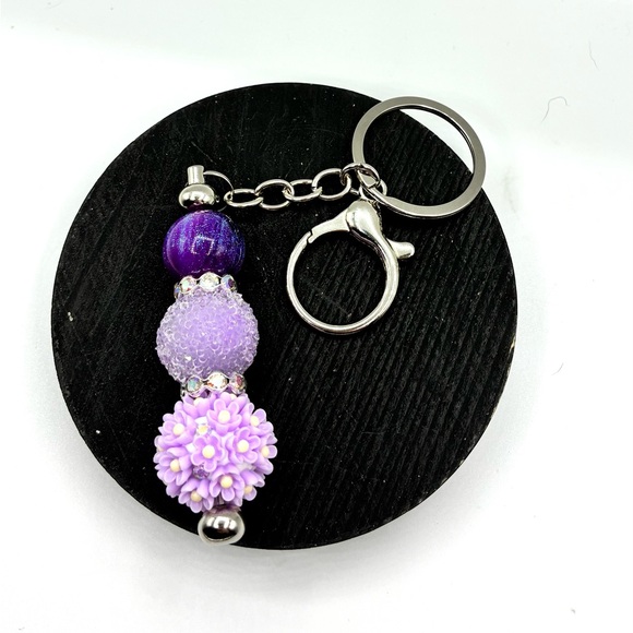 Purple Beaded Keychain - Picture 2 of 3